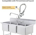 38 Inch Pre Rinse Hose with Sprayer Valve, Commercial Faucet Flexible Hose with Spray Head Replacement Kit for Commercial Restaurant Kitchen Sink Faucet - Grey