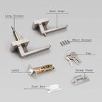 Gobrico 3 Pack Satin Nickel Keyed Entry Door Locks Interior Exterior Door Levers Handles with Square Rosette