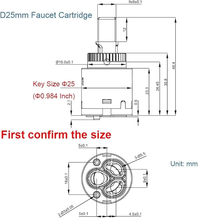CUPC/NSF/IAPMO Certified 25mm Faucet Ceramic Disc Cartridge Replacement, Single Handle Valve for Pfister 9740740 Avalon/Treviso 26/529 Series, Kohler Kitchen Faucet GP1093674