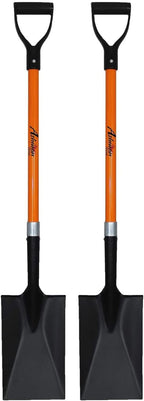 Ashman Spade Shovel (2 Pack) – 41 Inches Long D Handle Grip – The Single Shovel Weighs 2.2 Pounds and has a Durable Handle – Premium Quality Multipurpose Orange Spade Shovel with Strong Build.