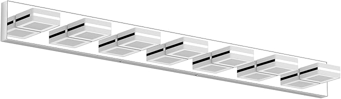 Ralbay 46inch Modern LED Vanity Light Chrome 7 Lights Bathroom Light Fixtures Acrylic Up and Down Bathroom Wall Mounted Lighting Over Long Mirror