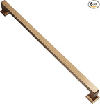 Alzassbg 6 Pack Champagne Bronze Cabinet Pulls, 10 Inch(256mm) Hole Centers Cabinet Handles Square Kitchen Hardware for Cabinets AL3046TGP