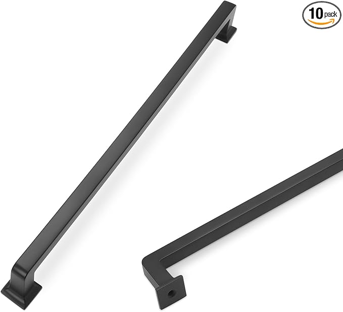 COTYKILEY 10 Pack Matte Black Kitchen Cabinet Handles - 10 Inch (256mm) Pulls for Cupboards and Dressers