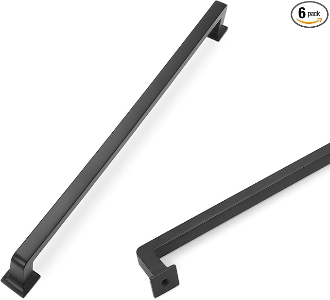 COTYKILEY 6 Pack 15 Inch(381mm) Matte Black Kitchen Cabinet Handles Cabinet Pulls Cabinet Door Handles Kitchen Cabinet Hardware