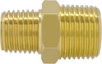 Hooshing 3/8" NPT Male to 1/4" NPT Male Reducing Hex Nipples Brass Pipe Fitting Adapter for Plumbing,5 Pack