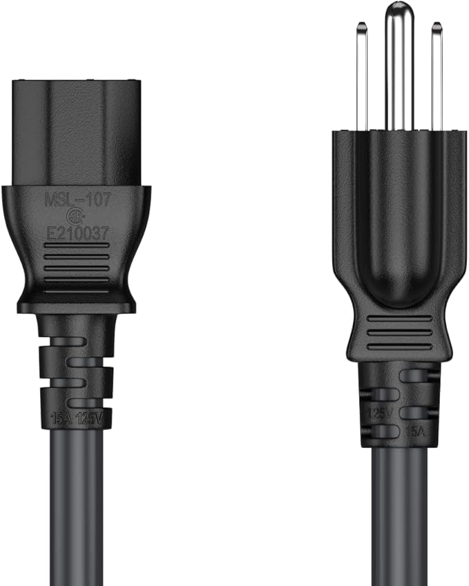 CableLeader 8ft 18 AWG Universal Power Cord IEC320 C13 to NEMA 5-15P, Extension Power Cord, Compatible with Computers, Monitors, Printers & TVs, Black