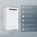 CAMPLUX Climatech 5 Tankless Water Heater Propane Outdoor 6.86 GPM, 199,000 BTU On Demand Instant Tankless Hot Water Heater Propane for Whole House, Outdoor Installation, IPX4 Waterproof, WA686M