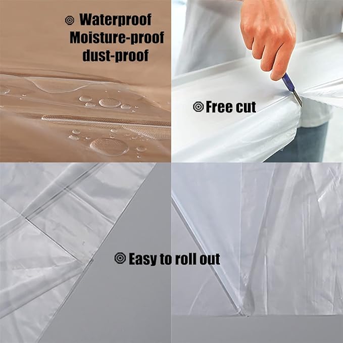 30 Pieces Plastic Drop Sheets for Painting, Waterproof and Dust-Proof Clear Cloth for Furniture Cover, 9x12 Feet Tarps