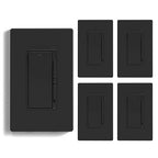 ELEGRP Dimmer Light Switch for 300W Dimmable LED/CFL Lights and 600W INC/HAL Bulbs, Single Pole/3-Way LED Slide Dimmer Light Switch, Wall Plate Included, UL Listed, 5 Pack, Black