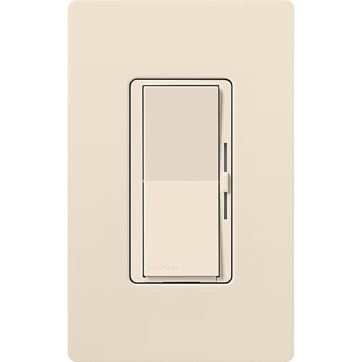 Lutron Diva Smart Dimmer Light Switch for Caseta Lighting (Lutron Smart Hub Required), for LED Lights, 150W, Single-Pole/3-Way, No Neutral, Light Almond (DVRF-6L-LA)