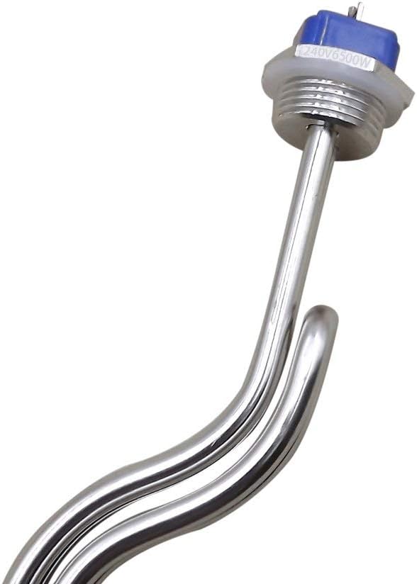 DERNORD 240V 6500W Immersion Ripple Foldback Brewing Water Tubular Heater Element with 1 Inch NPSM Thread White