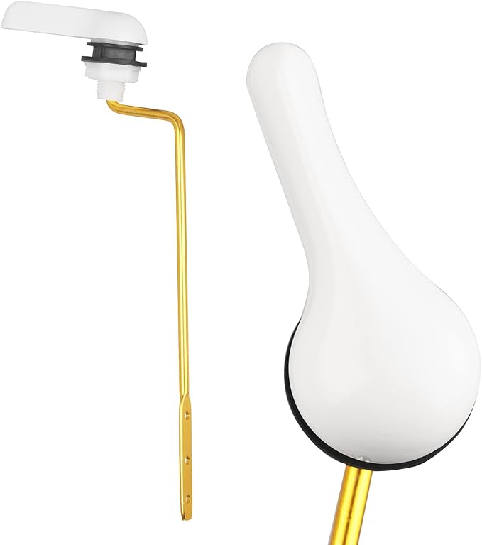 Toilet Handle Replacement Kit, Side Mount Toilet Trip Levers with Seal Gasket and Nut, with Stainless Steel Flapper Chains, Universal Replacement for Most Toilets (White)