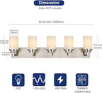 TODOLUZ Brushed Nickel Bathroom Light Fixtures, 5-Lights Modern Vanity Lighting Over Mirror, Farmhouse Wall Mount Lamp for Bedroom Kitchen