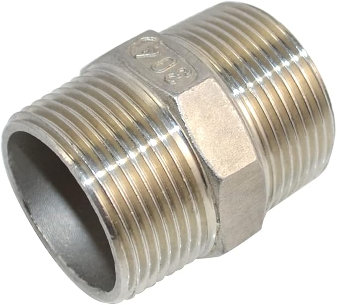 1-1/4" x 1-1/4" NPT Male Threaded Hex Nipple,Stainless Steel 304 Quick Coupler Pipe Fitting