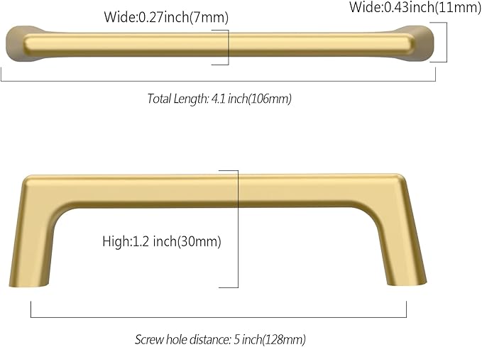 10 Pack 5 Inch Gold Cabinet Pulls - Kitchen Handles for Cabinets