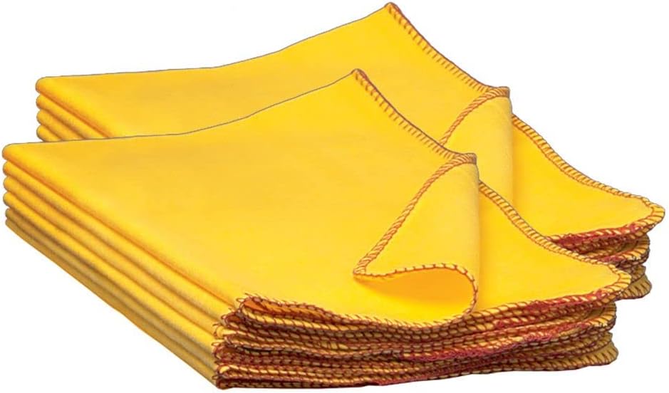 Buffalo Industries (60235) 13" x 24" 100% Cotton Fully Hemmed Yellow Flannel Dust Cloths, Pack of 12, Won't Scratch Fine surfaces, Great for Automotive, Polishing, Cleaning, Machine Washable