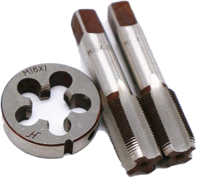 16mm x 1 HSS Metric Tap and Die Set Right Hand Thread,Tapping DIY Tool 3pcs (M16 x 1mm)