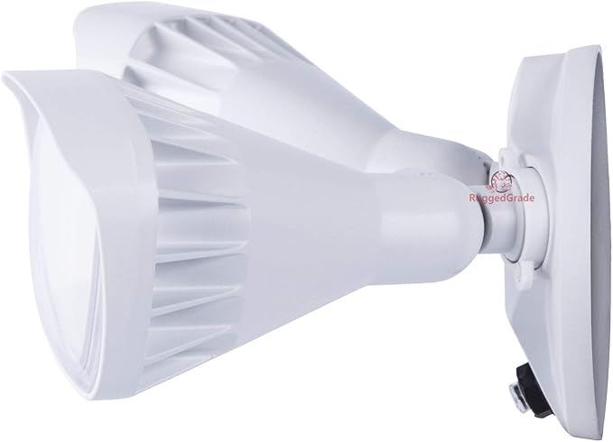 RuggedGrade 20W Turin II Series LED Security Wall Light - Adjustable LED Flood Light - 1,750 Lumens - 5000K Bright White - Dusk to Dawn P/C Sensor - White Housing - Outdoor LED Light | DLC 5.1 Premium
