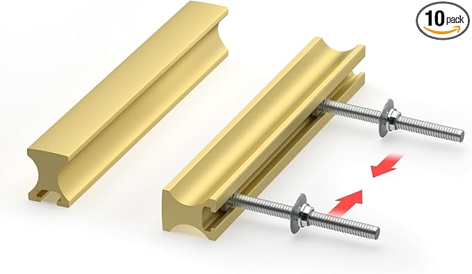homdiy 10 Pack Adjustable Brushed Brass Cabinet Pulls 1" to 4" (25-102mm) Adjustable Hole Distance Drawer Pulls