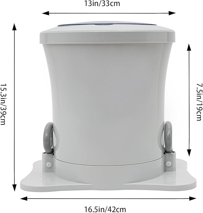 Mini Portable Washing Machine, 2 in 1 Hand Cranked Manual Clothes Non-Electric Washing Machine and Spin Dryer, 9L Capacity Washer/Dryer for Camping, Apartments, RV's, Outdoor (White Large)