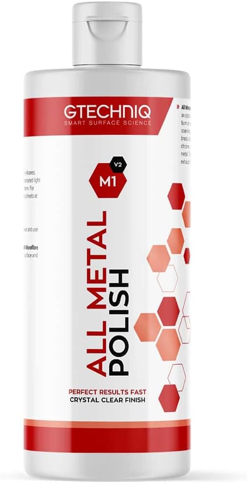 Gtechniq M1 All Metal Polish 100ml - Produces A Clear Finish On Any Type of Metal, Will Not Burn or Scratch - Fast Results On Brass, Copper, Aluminum, Chrome, Silver, Stainless Steel, and More