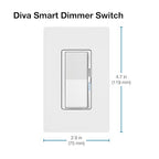 Lutron Diva Smart Dimmer Light Switch for Caseta Lighting (Lutron Smart Hub Required), for LED Lights, 150W, Single-Pole/3-Way, No Neutral, Gray (DVRF-6L-GR)