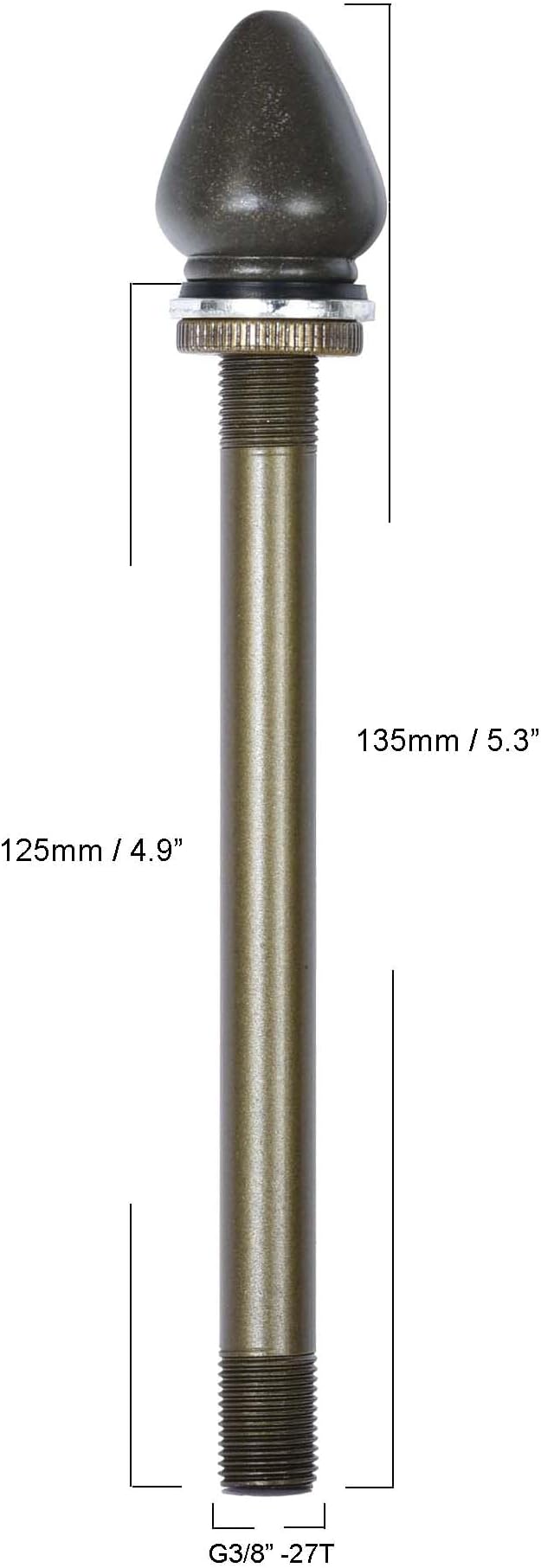 Bieye SS027 Lampshade Support with Finial for Tiffany Style Stained Glass Floor Lamp Table Lamp (G3/8 125mm Waterdrop)