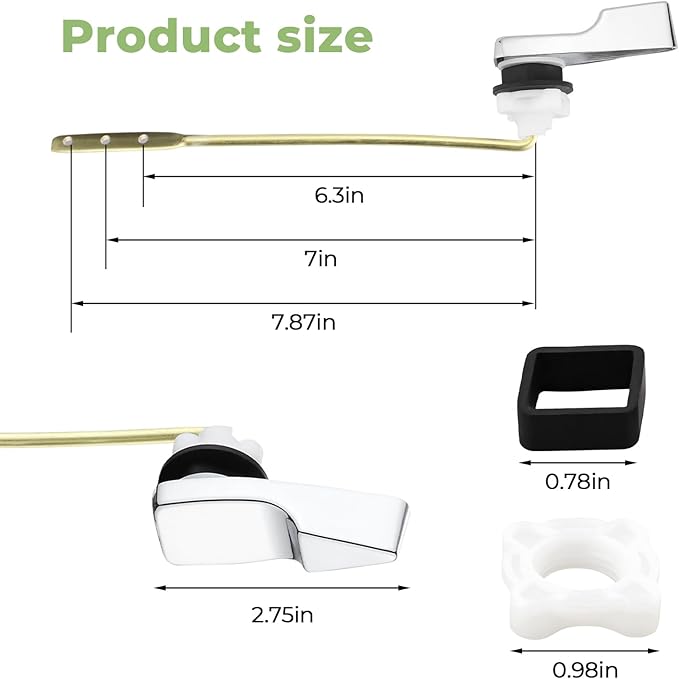 Universal Metal Front Mount Toilet Handle Replacement Kit, Brass Toilet Flush Tank Lever for Most Toilets, Chrome