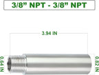TAISHER 2PCS Stainless Steel Pipe Fittings, 3/8" NPT Male x 3/8" NPT Female Threaded, 4" Length Nipple Cast Pipe