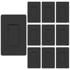 ThunderWay Matte Black Single Pole Decorator Light Switch with Screwless Wall Plate, 15 A 120/277 V, ON/Off Rocker Paddle Interrupter, Self-Grounding, Residential Grade,UL Listed (10 Pack)