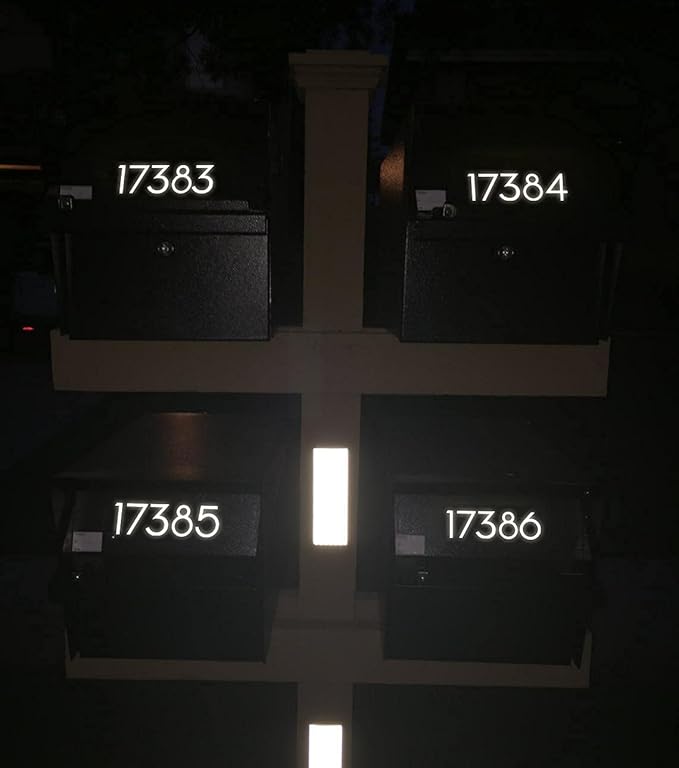 4 inch Reflective Mailbox Numbers Sticker (0-9, 5 Sets) Modern Number Vinyl Waterproof Number Self Adhesive Sticker for Signs, Door, Cars, Trucks, Home, Business, Address Number (4 inch)