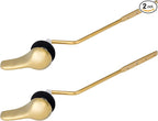 iFealClear 2 Pack Polished Gold Universal Toilet Tank Flush Lever Replacement, Brass Side/Angle Mount Toilet Handle Fits Most Toilets