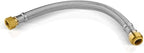 1 Pack Foskan 12-Inch Flexible Water Heater Connector Hose,with 1/2" Push-Fit x 3/4" FIP,Compatible with Copper, PEX, CPVC, and PE-RT Pipes for Water and Heating Use（12" Length）