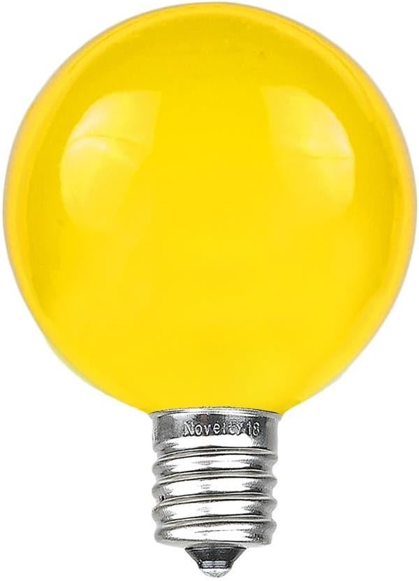 Novelty Lights 25 Pack G40 Yellow Outdoor Globe Bulbs, Light Bulbs Glass Incandescent Bulbs with 3000 Hour Lifespan, Globe String Lights Replacement Bulbs