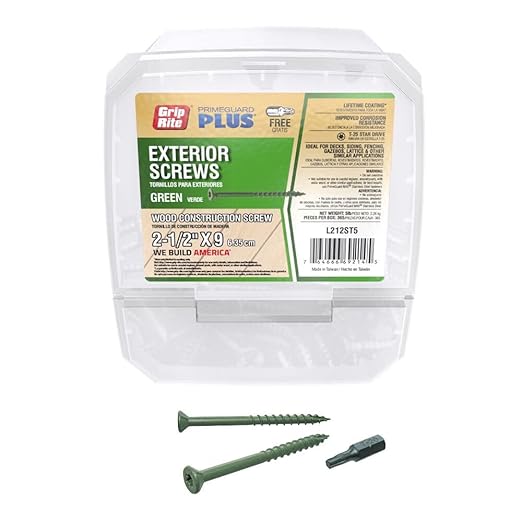 Grip Rite L212ST5 2-1/2-inch by 9 Green T-25 Star Drive PrimeGuard Plus Wood Construction Screw