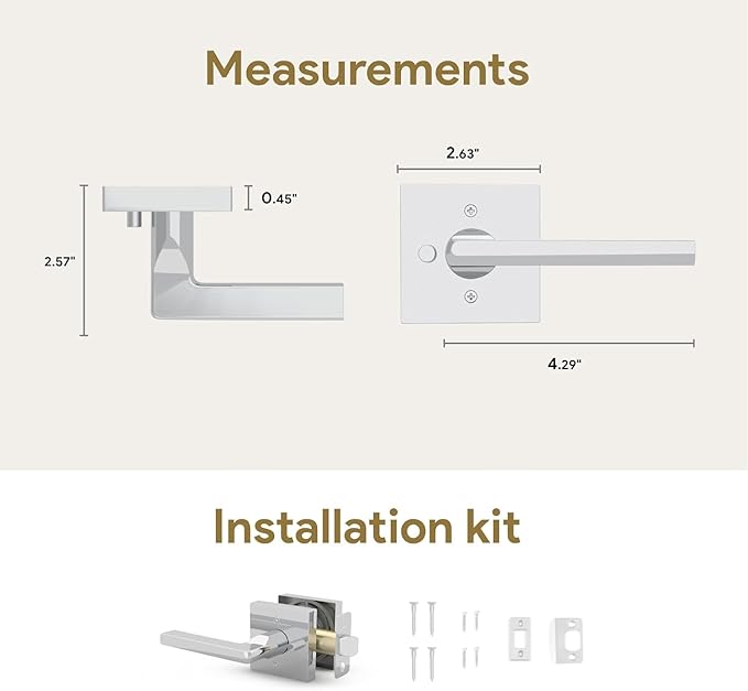 Mega Handles Prime Privacy Door Handle - 2 Pack Reversible Chrome Door Handles, Heavy Duty Bed & Bath Door Handles with Privacy Door Lock, Fits All Standard Doors - Polished Chrome