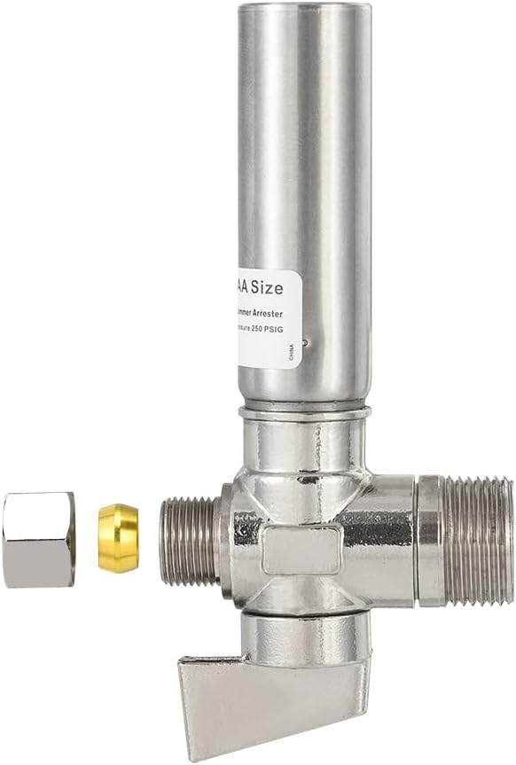 EFIELD 1/4 Turn Stop Straight Valve, 1/2" Nominal (5/8" OD) Compression x 3/8" OD With Stainless Steel Water Hammer Arrestor Chrome Plated Brass,(ARSTRVLV002)