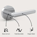 Mega Handles Ronn Dummy Door Handles - 6 Pack Heavy Duty Chrome Door Handles, Non-Turning Door Handle for Closet & French Doors, Single Side, Fits All Standard Doors - Polished Chrome