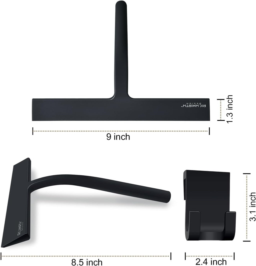 RICHMIRTH Silicone Rubber Blade Shower Squeegee 9" in Width Window & Car Squeegee for Shower, Glass, Window