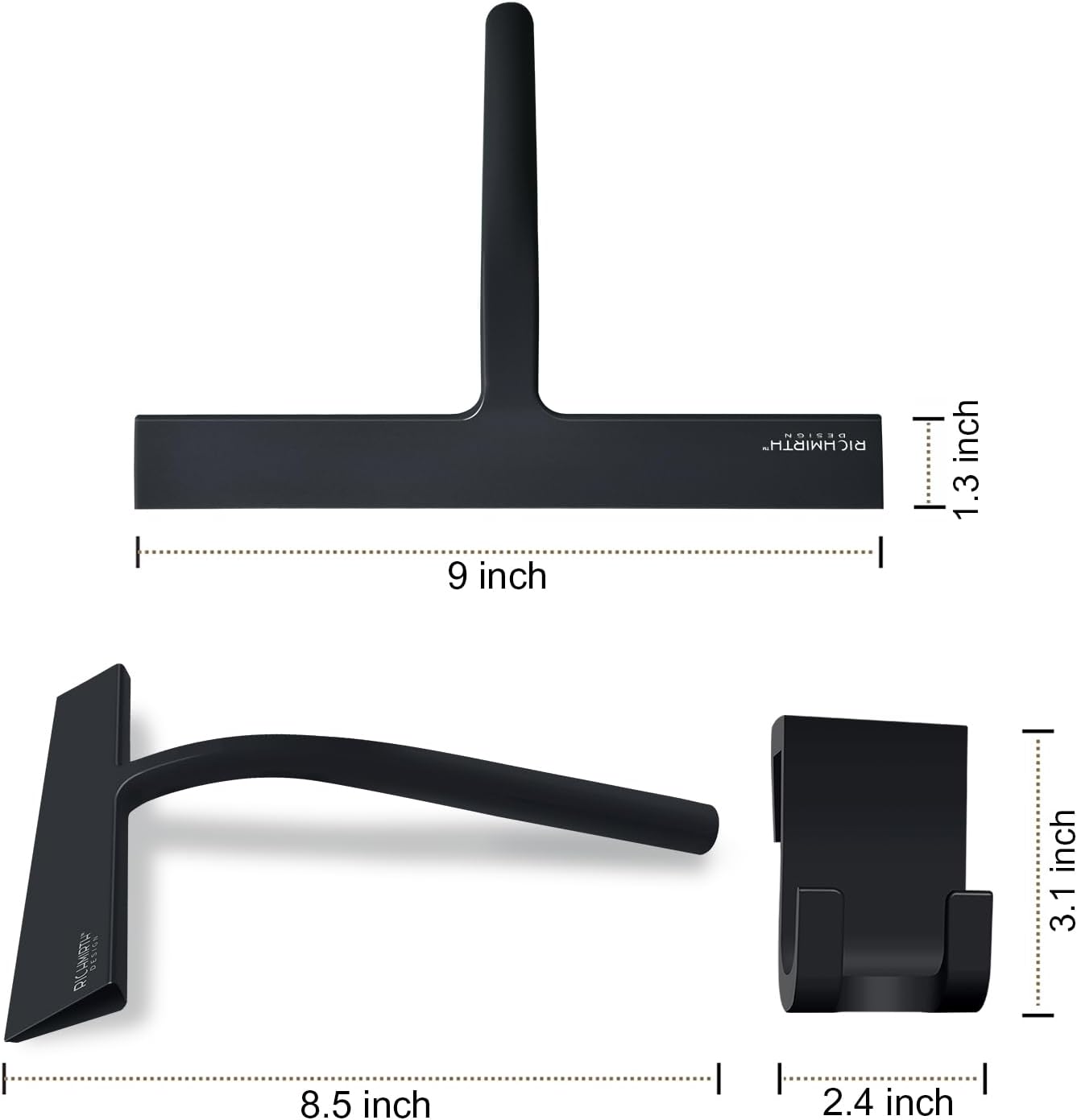 RICHMIRTH Silicone Rubber Blade Shower Squeegee 9" in Width Window & Car Squeegee for Shower, Glass, Window