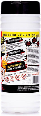 Hyper Wipes, 12 Pack Heavy Duty Hand & Tool Cleaning Wipes, 7"x12" Size Multi-Surface Cleaning Wipes, Degreasing, All Purpose Cleaner, Bathroom, Mechanic, Work Surface Wipes, 420 Count Canister