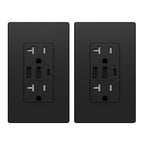 ELEGRP USB Outlets Receptacles, 3-Port Wall Outlet, 30W 6.0A Electrical Outlet, 15 Amp Tamper-Resistant Outlet with Type C Ports, UL Listed, Wall Plate Included, 2 Pack, Matte Black