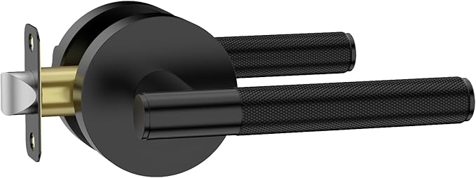 Amerdeco 1 Pack Matte Black Passage Door Handles,Heavy Duty Non-Locking Door Lever for Hall, Closet,Office Area, Shopping Malls AM0016