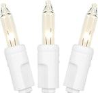 Novelty Lights 50 Feet 100 Bulb Incandescent Mini Light String, Clear with 6-Inch Spacing on White Wire, UL Listed Commercial Grade Indoor/Outdoor Mini Lights, Connectable End-to-End