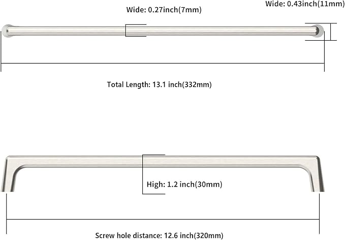 6 Pack Brushed Satin Nickel Cabinet Pulls 12.6 Inch Kitchen Cabinet Handles Cabinet Hardware Kitchen Handles for Cabinets Wardrobe Pulls Nickel Dresser Pulls Drawer Handle