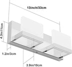 Tipace LED Dimmable Modern 2-Light Vanity Fixture for Bathroom - Frosted White Acrylic Chrome Up and Down Light Over Mirror (6000K)