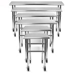 MySit 4 inch Work Table Caster Wheels for Commercial Kitchen Prep Tables, Expanding Stem Casters Set of 4 with Locking Brakes Fit Both 1-1/2" and 1-5/8" Leg Tube Adapter for Stainless Steel Worktable