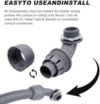 1/2 inch Liquid Tight Connector PVC Flexible Conduit Connector UL Listed Liquid Tight Connector Non-Metallic Electrical Conduit Fittings 12 Pack (8 Pcs 180D/4 Pcs 90D)