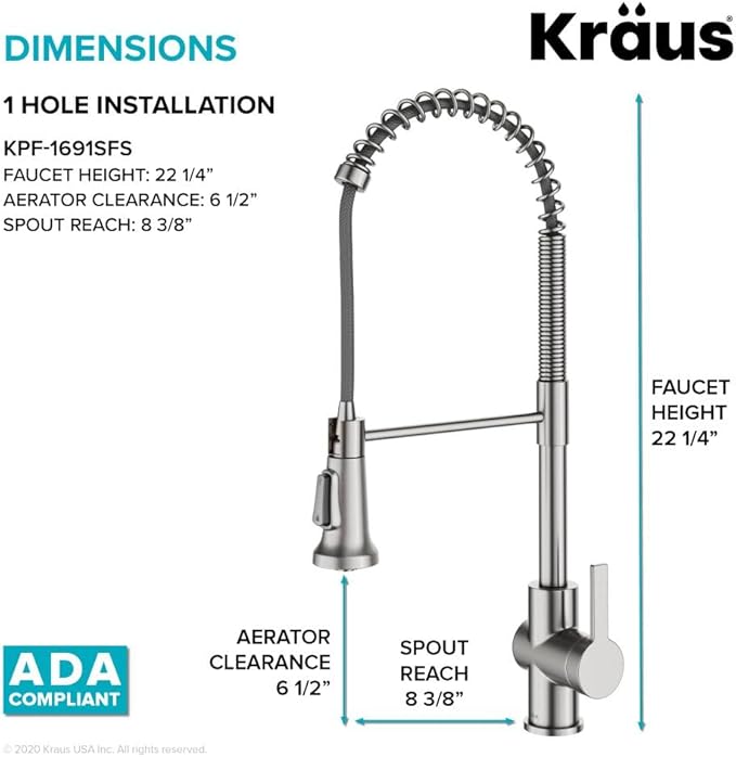 KRAUS Britt 2nd Gen Commercial Style Pull-Down Single Handle Kitchen Faucet in Spot Free Stainless Steel, KPF-1691SFS