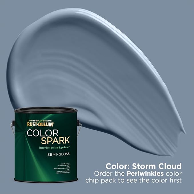 Rust-Oleum Color Spark Interior Paint and Primer in One, Semi-Gloss, Storm Cloud, 1 Gallon
